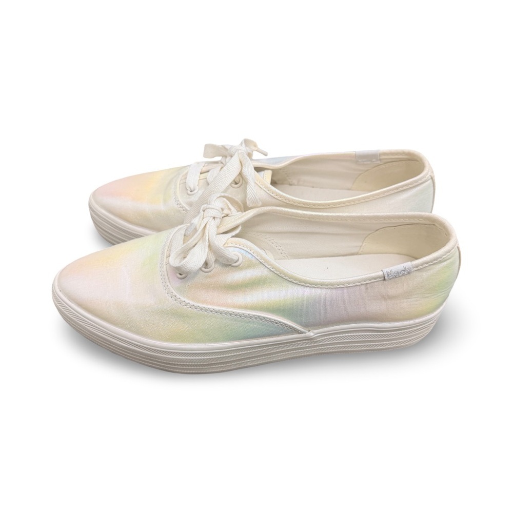 Keds Point Pearlized Lace Up Sneaker In White Size 7 - Picture 2 of 7
